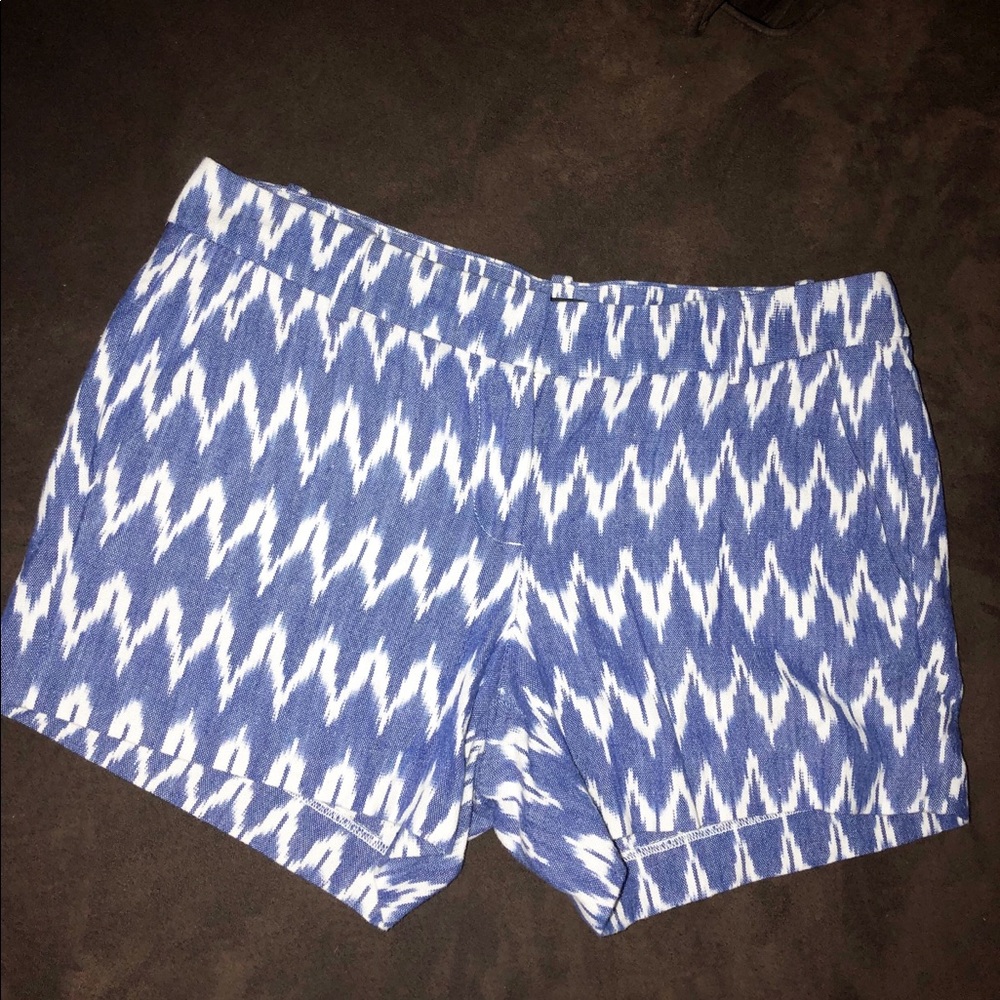 J. Crew Blue and White Patterned Women Shorts